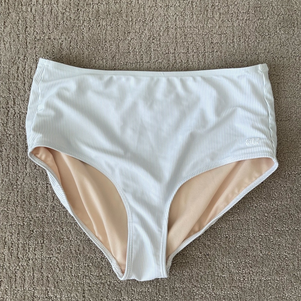 Albion Striped High-Waisted Bikini Bottom